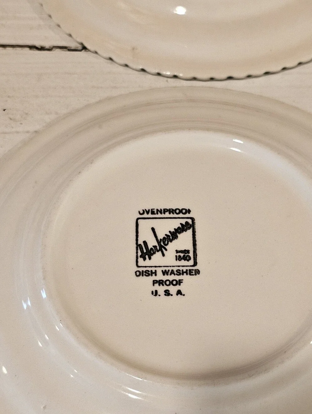 Set Of 4 Vtg 50's Harker Pottery Corinthian Green Bread & Butter/Dessert Plates
